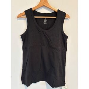 Move Mama Nursing Tank Top Womens Small Black Zipper Breastfeeding Cotton Blend